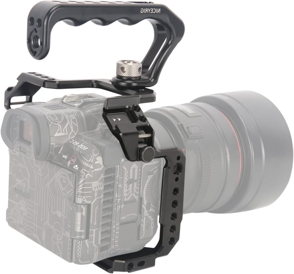 Cage Kit voor Canon R5 R6 R5 C Mirrorless Camera met Top Handle en Diverse Uitbreidingsinterfaces, Aluminium Behuizing voor Professionele Fotografie en Videografie