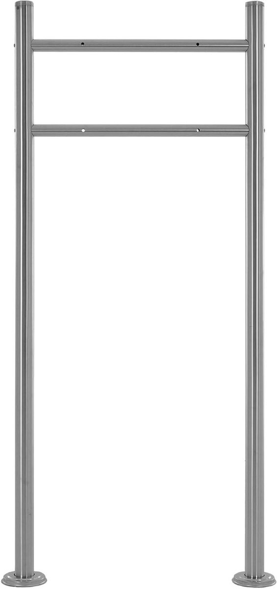 Brievenbus Standaard - Brievenbuspaal Houder - Vrijstaand Plaatsen - Roestvrijstaal Weerbestendig - 120 cm Hoog - Zilver Metallic