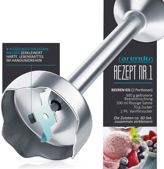 Staafmixer Set - Keukenmixer Blender - Smoothies Maken - Traploze Snelheid - 1000 Watt - Zilver — afbeelding 4