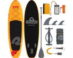 Retrospec Opblaasbaar Supboard - 320 cm - Inclusief Peddel, Opbergtas en Accessoires - Stand Up Paddle Board / SUP - Oranje / Zwart
