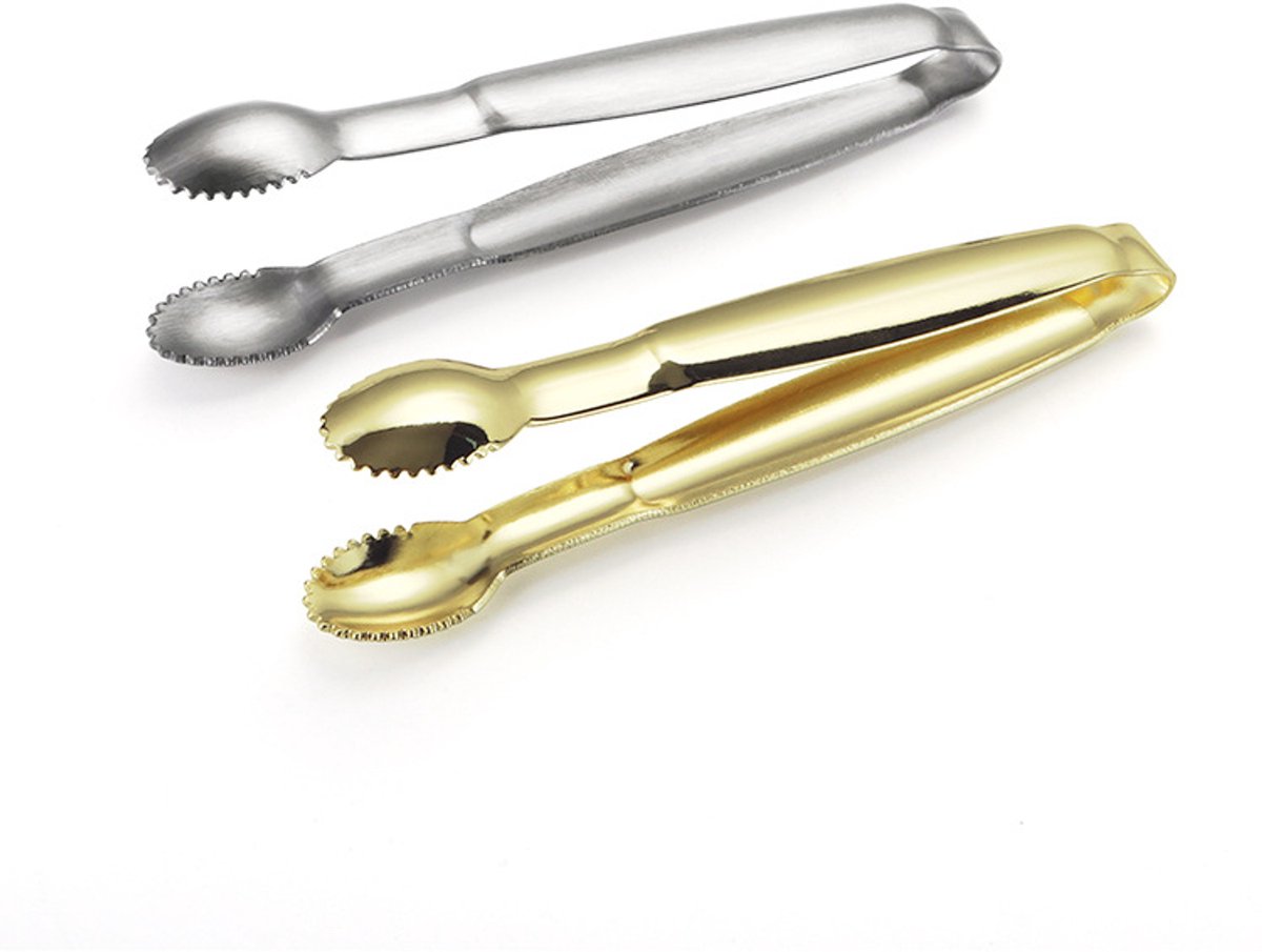 Oneay Set van 2 mini suikerclips voor het serveren van eten, kleine serveerclips, keukenclips, geschikt voor hapjes, theekransjes, koffiebars en desserts (zilver en goud).