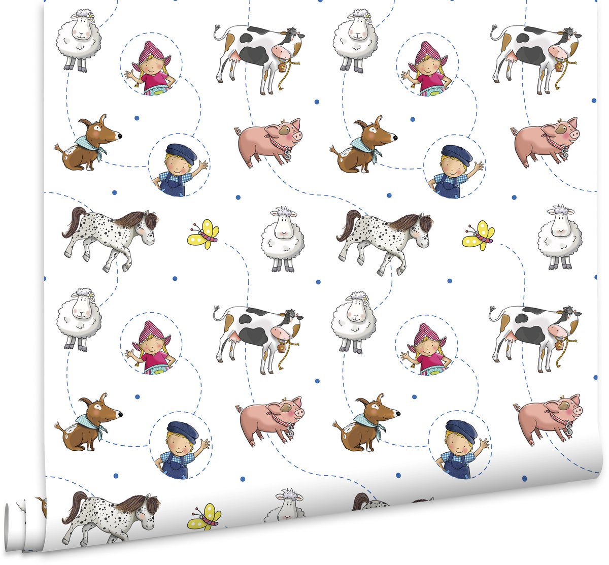 Fien en Teun Behang - Dieren - 10mx53cm - Multi