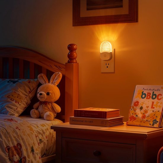 Nachtlampjes voor in het stopcontact [Set van 2] - Kleurveranderend nachtlampje voor kinderen - 7-kleuren RGB LED-nachtlampje met schemer-tot-dageraadsensor - Voor badkamer, kinderkamer of als cadeau — afbeelding 3