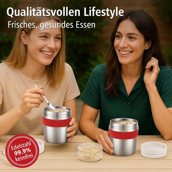 stainless steel cereal cup to go with spoon, double-walled vacuum-insulated yogurt cup to go 720 ml, newly upgraded yogurt cups cereal box for children and adults for porridge — afbeelding 3
