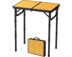 FUNYKICH 2ft Small Folding Camping Tables, 3 Height Adjustable Portable Picnic Table, Lightweight Aluminum Outdoor Table with Carry Handle for Camping, Picnic, Barbecue, 58 x 40cm (L22.8 x 40 cm)