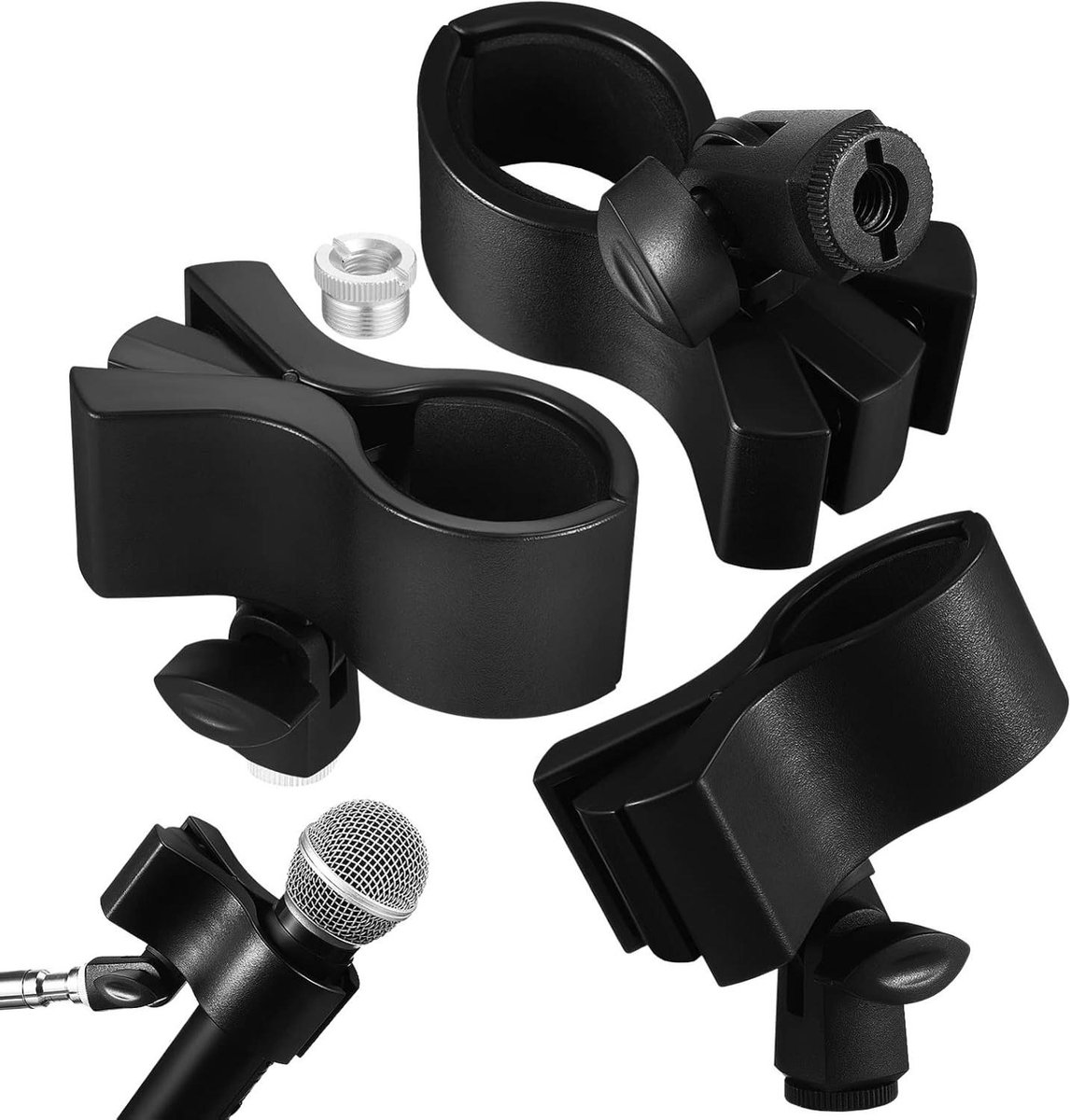 Microfoon Clips - Houder Bevestiging - Podium Opnames - Verstelbaar 180 Graden - 3 Stuks - Zwart