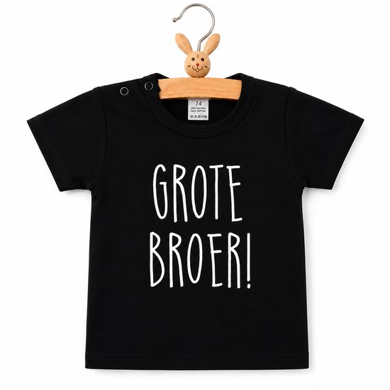 Shirt grote broer big brother | korte mouw | zwart | maat 86 zwangerschap aankondiging bekendmaking baby