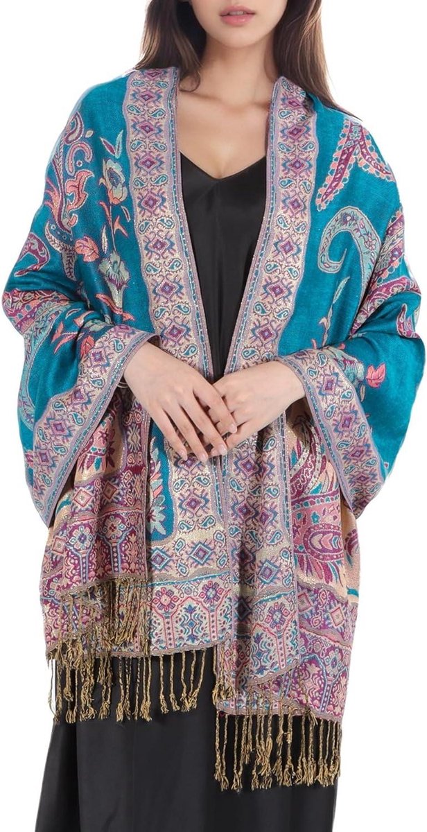 Dames Sjaal - Lichtgewicht Stola - Feestelijke Gelegenheid - Paisley Patroon - 200x68cm - Elegant