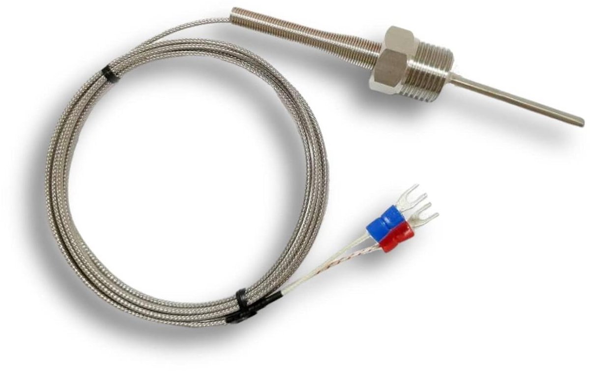 Thermoelementsensor - Temperatuursensor Oven - Oven Temperatuur Meten - Snelle Reactietijd - 1/2 PT Schroefdraad - Zilverkleurig