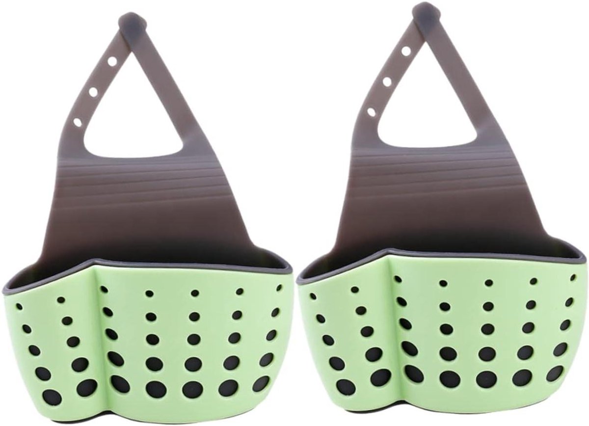 Gootsteen Organizer - Afvoer Mand - Keuken Opbergen - Dubbele Laag - 2 Stuks - Groen