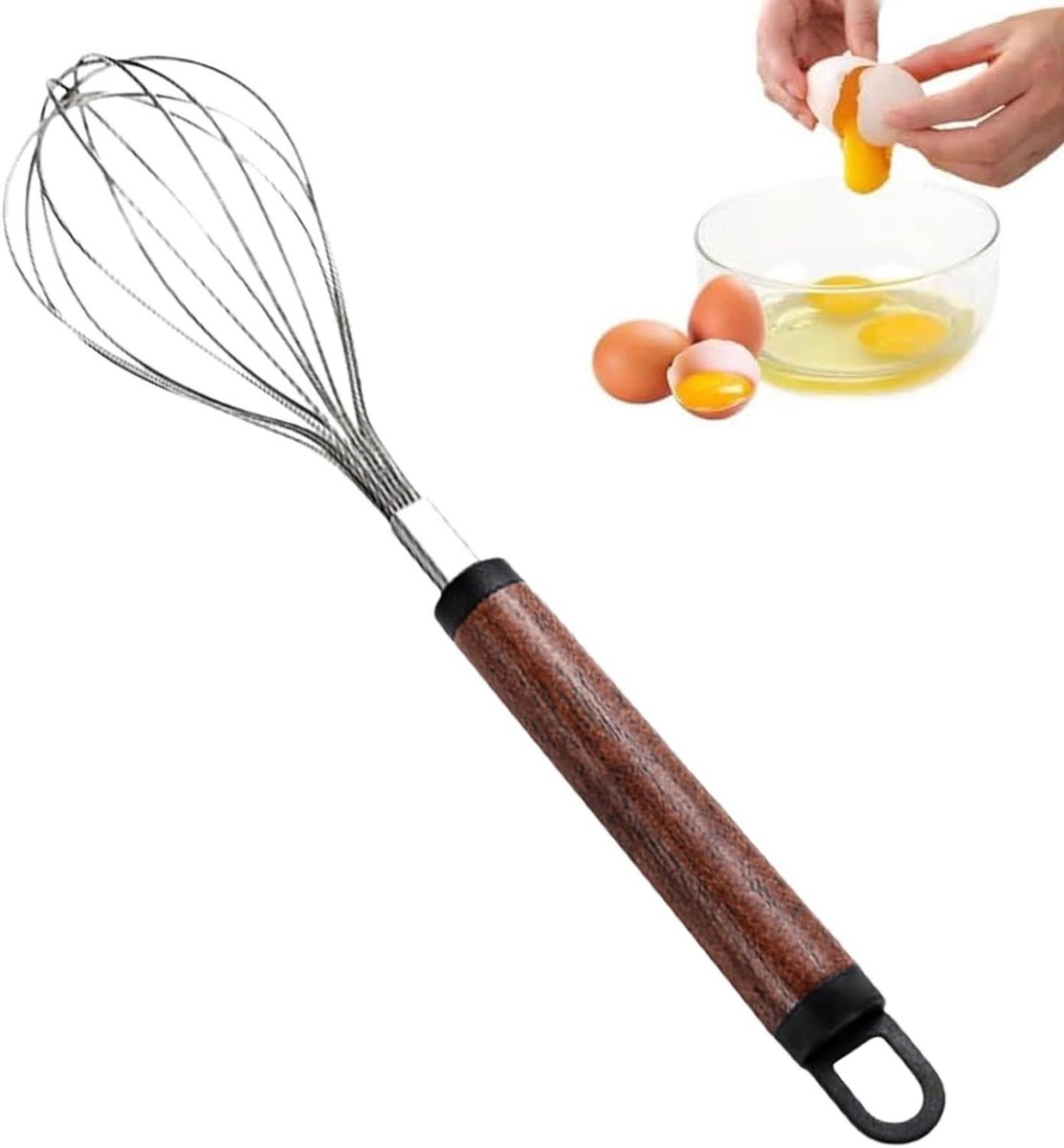 Eierklopper Roestvrij Staal - Garde Mixer - Zelfgemaakt Koken - Handmatig Mengen Zonder Stroom - 29 cm - Zilver