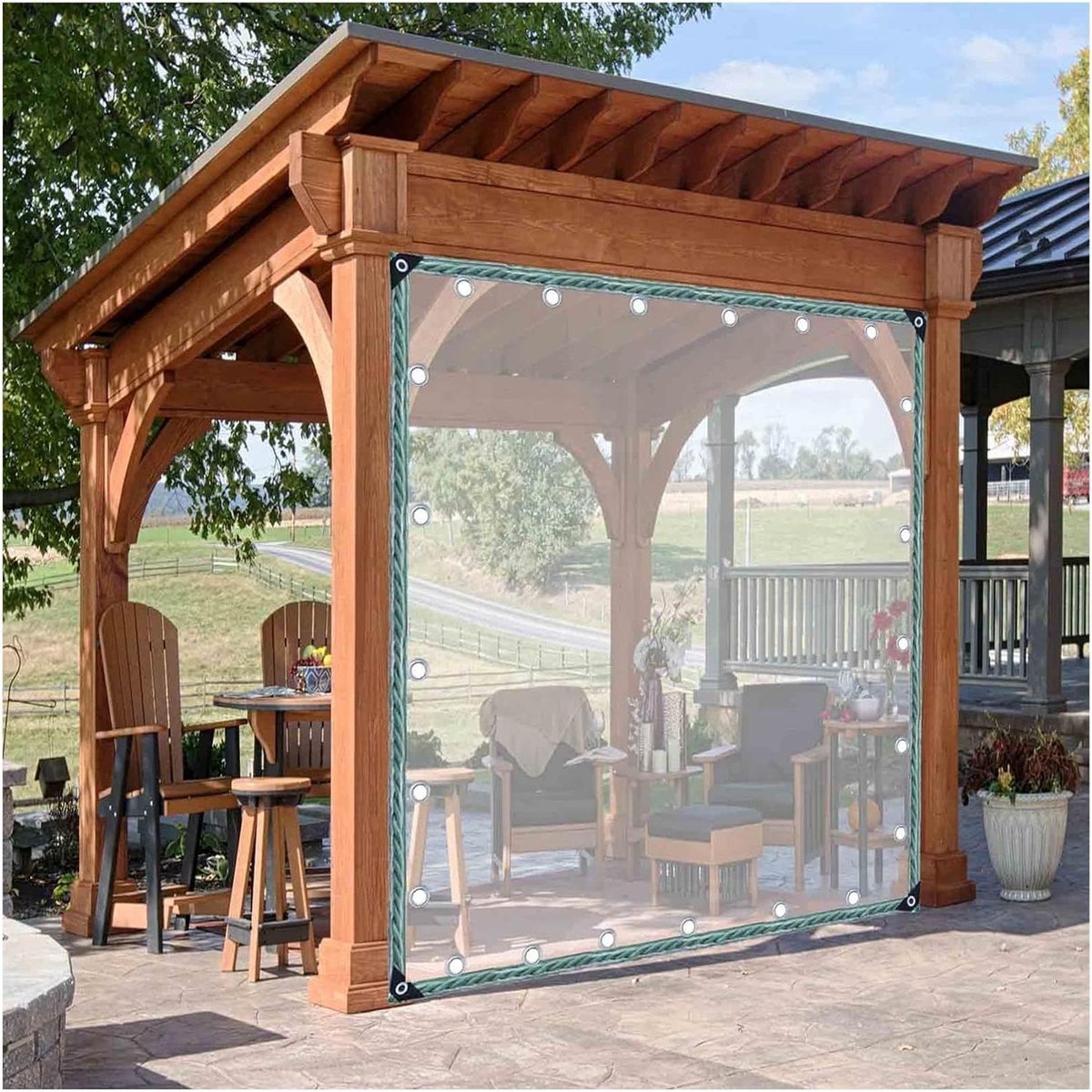 Transparante Pergola Zijpanelen - Outdoor Dekzeil Gordijnen - Bescherming Buiten - Scheurbestendig en Waterdicht - 3 x 4 m - Transparant