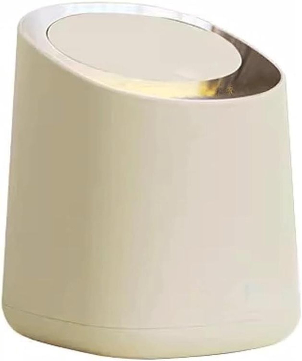 Dubbele Prullenbak - Afvalbak - Bureau Organisatie - Drukknop Deksel - 1.0 Eenheid - Beige