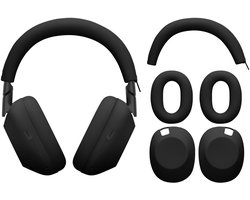 kwmobile 3-in-1 Hoofdtelefooretui voor Over-Ear Headphones voor Sony WH-1000XM6 Hoes - 360° siliconen beschermhoes voor oorkussens - zwart