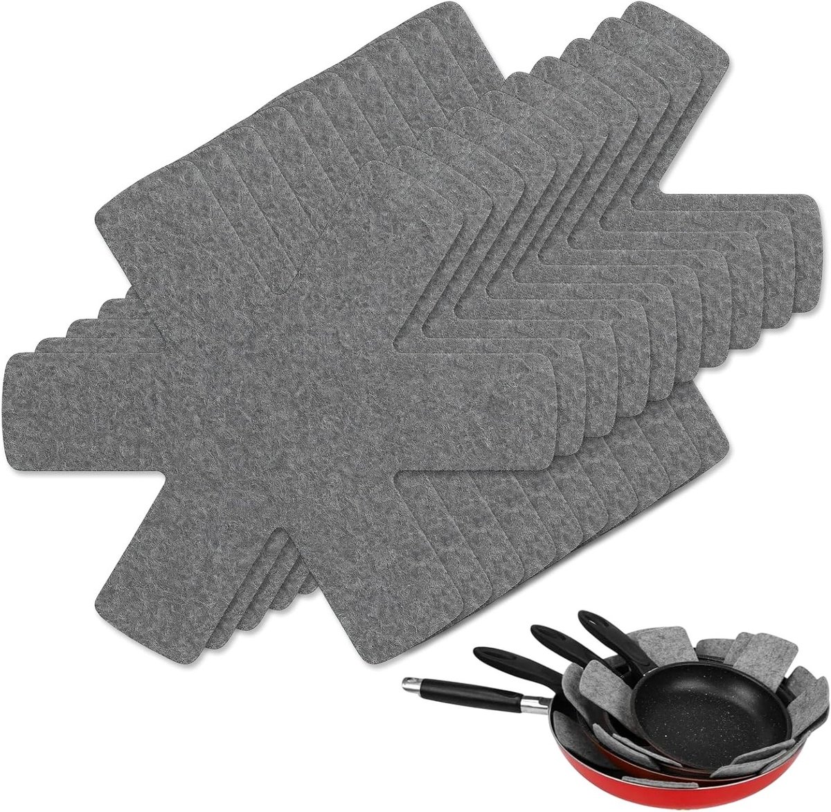 Set van 10 Panonderzetters Bescherming voor Stapelen en Krassen 26 cm Grijs