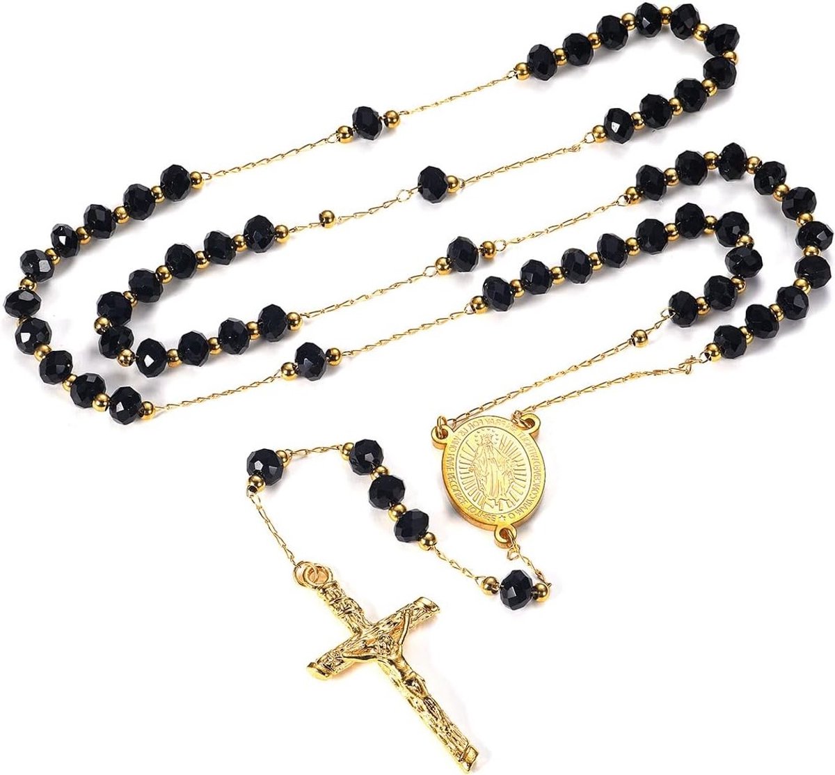 Elegante Rozenkrans Ketting voor Vrouwen, Auto Rozenkrans met Mariabeeld en Kruis, Perfect Cadeau voor Gelovigen en Religieuze Gelegenheden