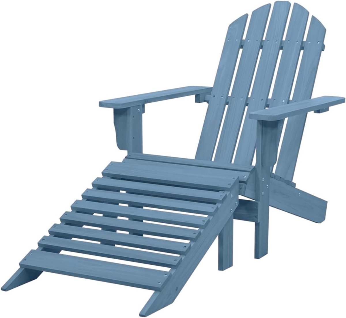 Adirondack tuinstoel - Balkonstoel buiten - Ontspannen in de tuin - Met afneembaar voeteneinde - 70 x 147 cm - Blauw