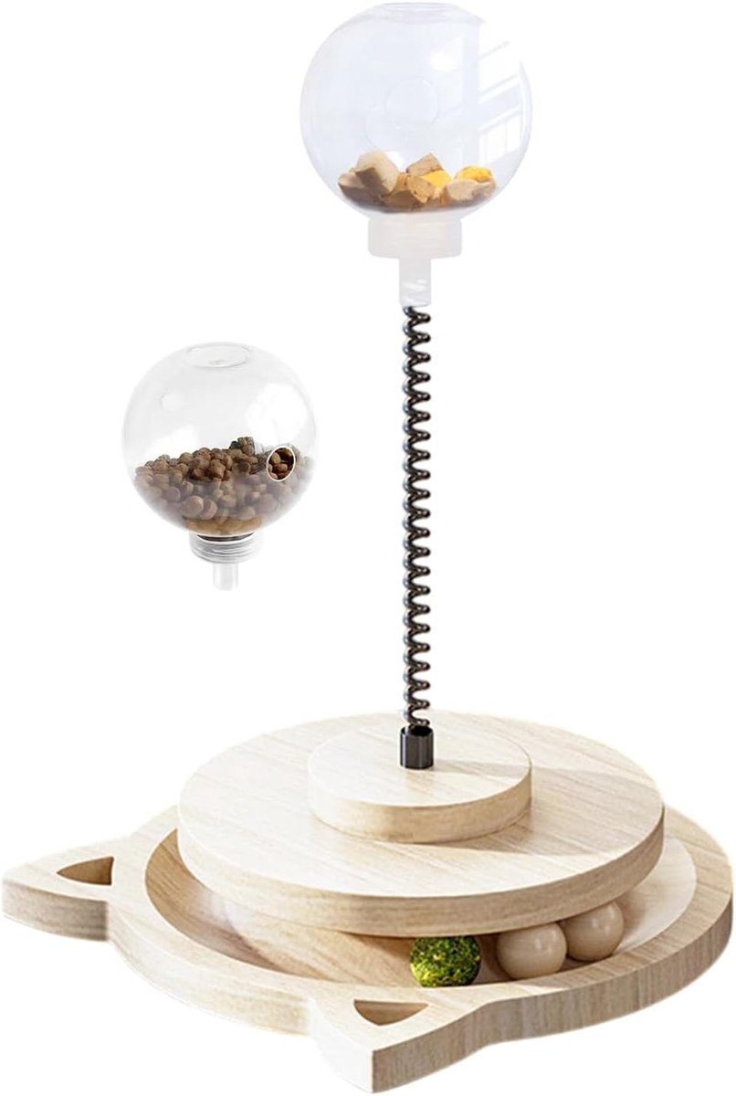 Hondensnackdispenserbal - Interactieve puzzel - Honden bezighouden - Langzame snackafgifte - 19 x 27 cm - Houtkleurig