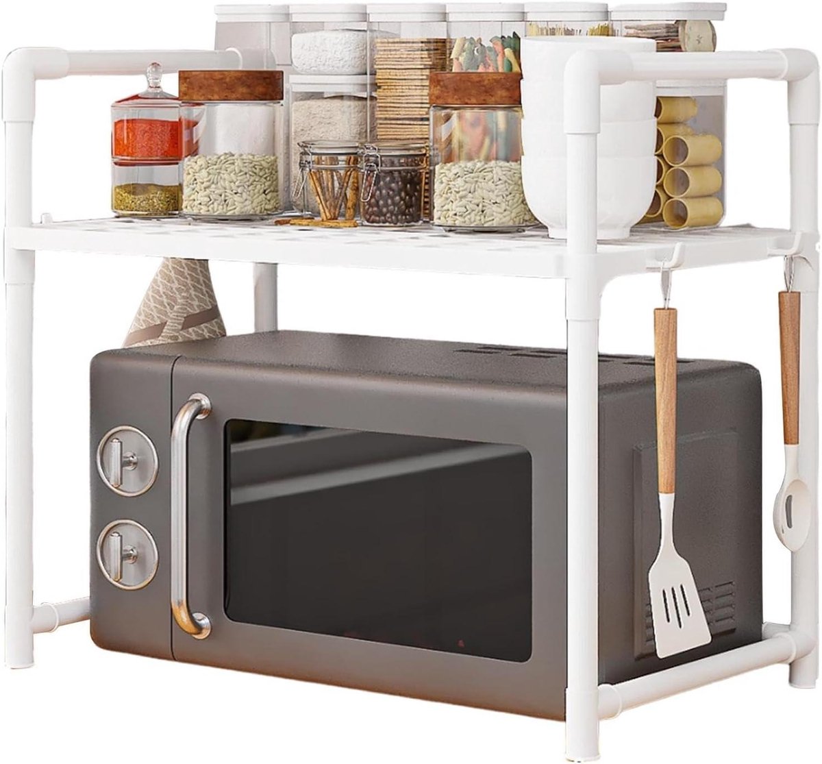 Magnetronrek - Keukenplank - Keuken organiseren - Dubbellaags ontwerp - 5.2D x 28W cm - Wit