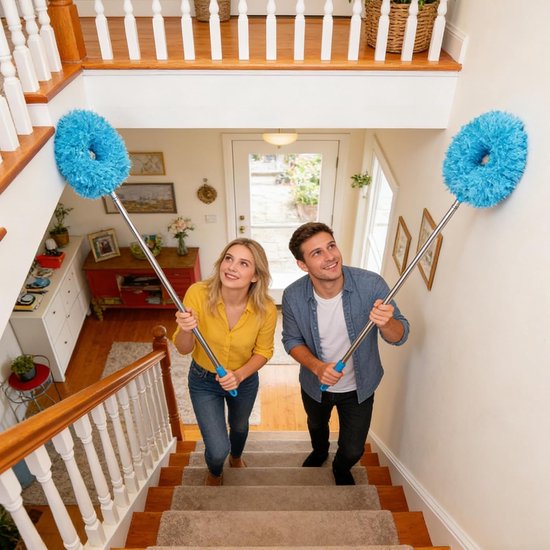 Ventilator Stoffer - Stofdoek Telescoop - Hoogtes Reinigen - Uitschuifbare Paal - 3.2 Meter - Grijs — afbeelding 4