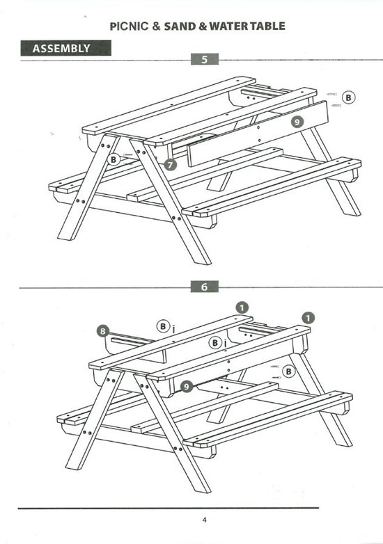 Kinderpicknicktafel 3-in-1 zand & watertafel met krijtbord — afbeelding 4