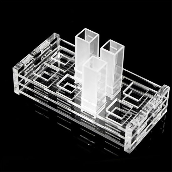 Cuvettenrek Lab - Meetglas Houder - Nauwkeurige Metingen - Duurzaam PMMA Materiaal - 30mm 5 Gaten - Transparant — afbeelding 2