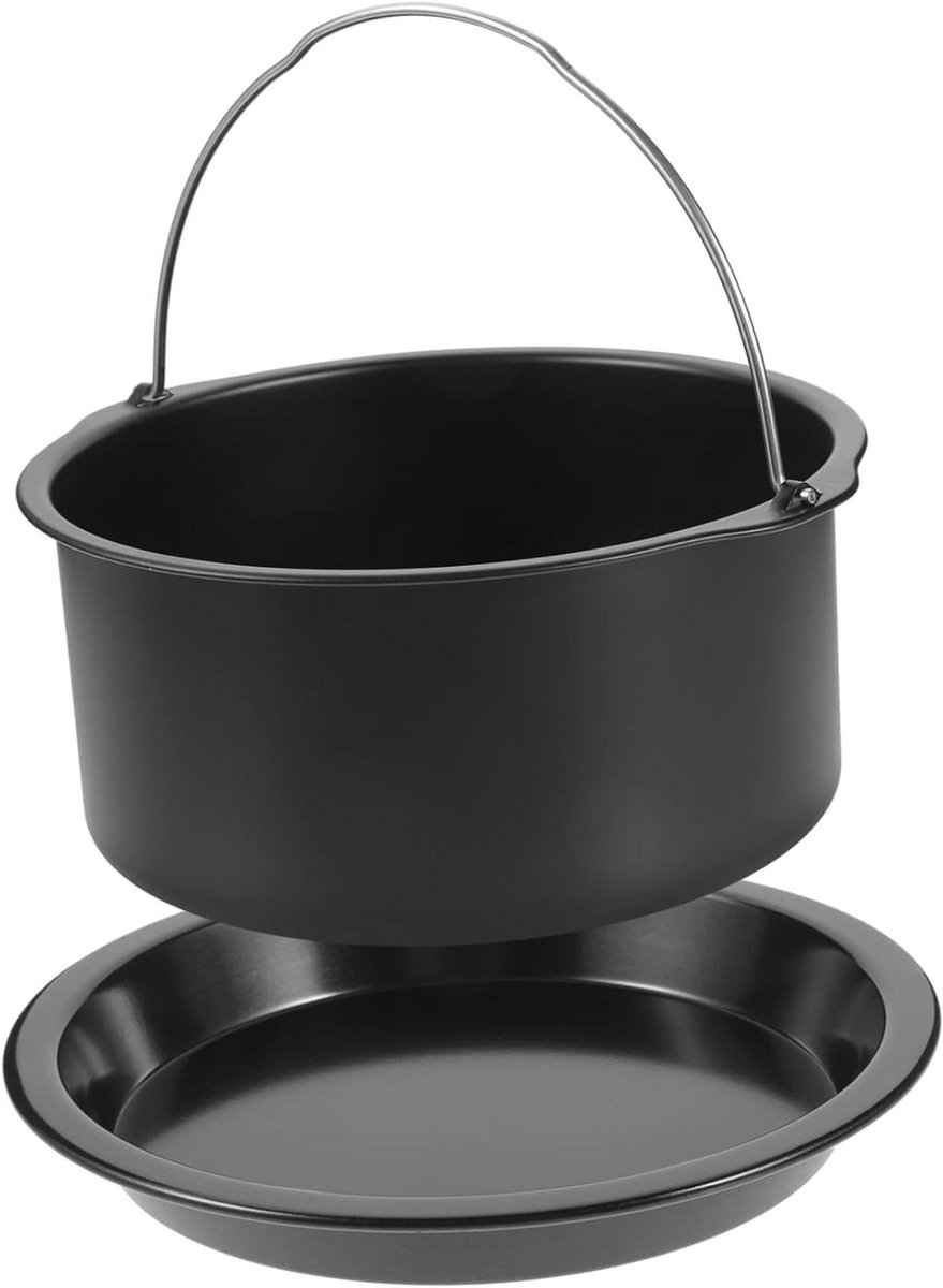 Bakplaat Airfryer - Taartvorm Broodbakmand - Bakken en Braden - Anti-aanbaklaag - 16.3x16.3cm - Zwart