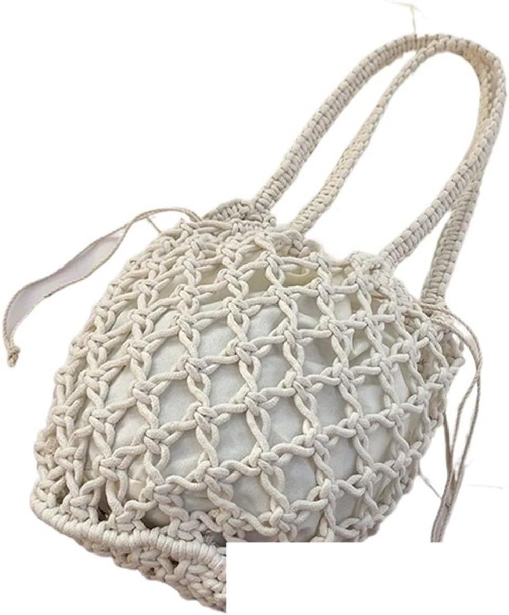 Gehaakte Tas - Schoudertas Dames - Dagelijks Gebruik - Mesh Gebreid - 300 g - Beige