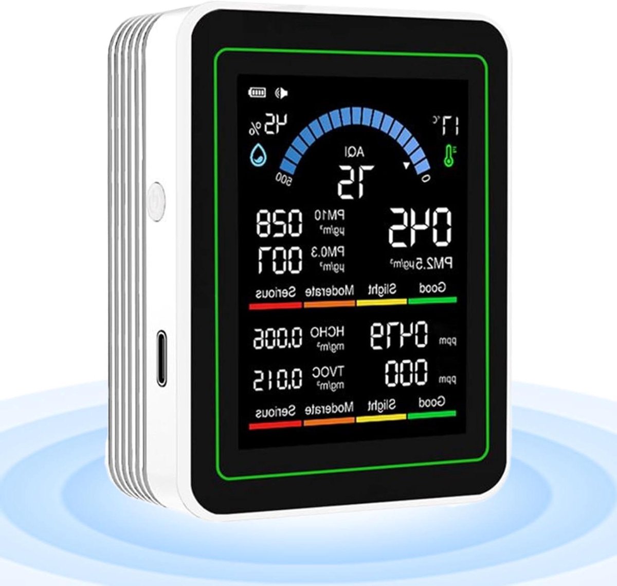 Kwaliteitsmonitor Binnen - Thuistester Detector - Gezond Leven - Compact Draagbaar Ontwerp - 7x3.5x9cm - Wit