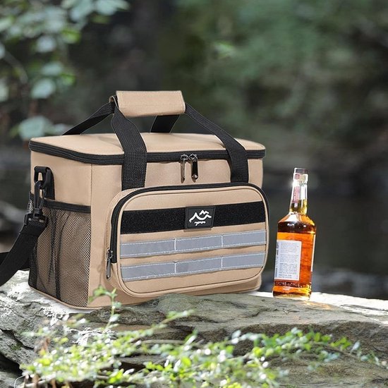 Strandkoeler - Lunchbox - Picknick en kamperen - Waterdicht en geïsoleerd - 30 x 21 x 18 cm - Kaki — afbeelding 4