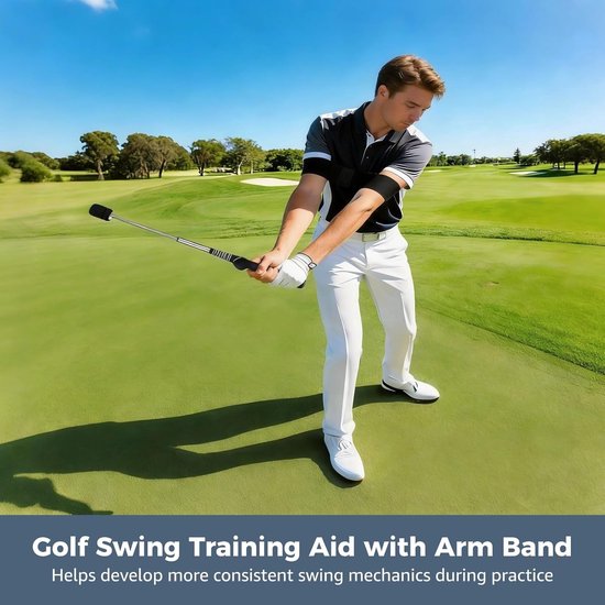 Golfswing trainingshulp met armband, intrekbare trainer, hoorbare klikfeedback, rechtshandige grip, voor warming-up oefeningen, indoor outdoor apparatuur — afbeelding 2