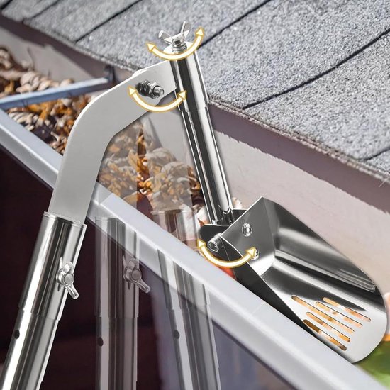 Schop Gereedschap - Tuinaccessoire - Dakgoot Reinigen - Telescopische Handgreep - 9 x 10 cm - Zilverkleurig — afbeelding 2