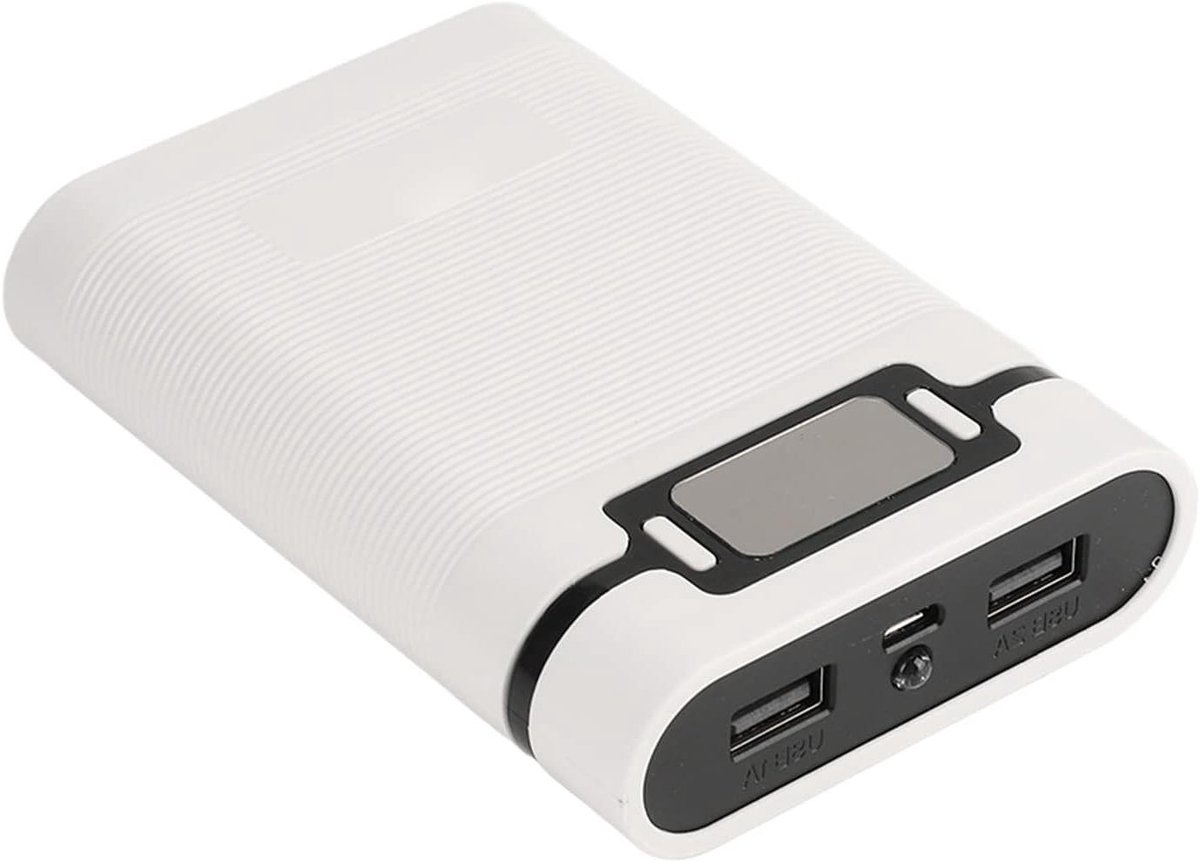 Power Bank Box - Oplaadbare Case - Apparaten Opladen - Met LED Display - 4x Batterij - Wit