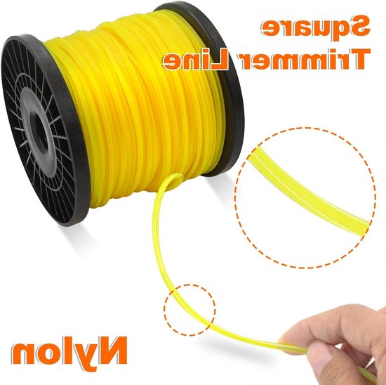 Sterke nylon trimmerdraad 2,4 mm x 100 m - geschikt voor grastrimmers en elektrische trimmers - geel - diagonaal gesneden van Merkloos	 — afbeelding 2