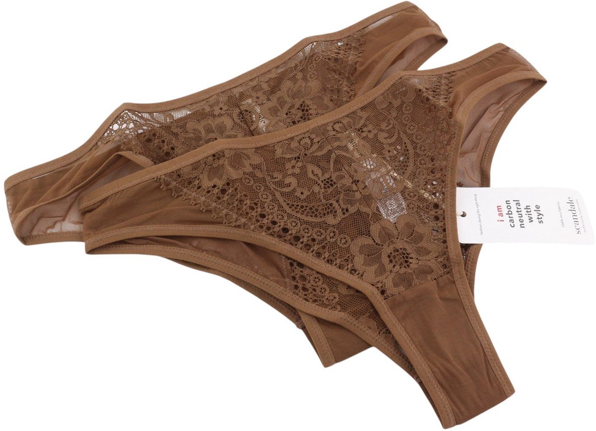 Scandale Le Bresilien Sensueel-nude B18 Dames Slipje Bruin Veters 2-pack - XL