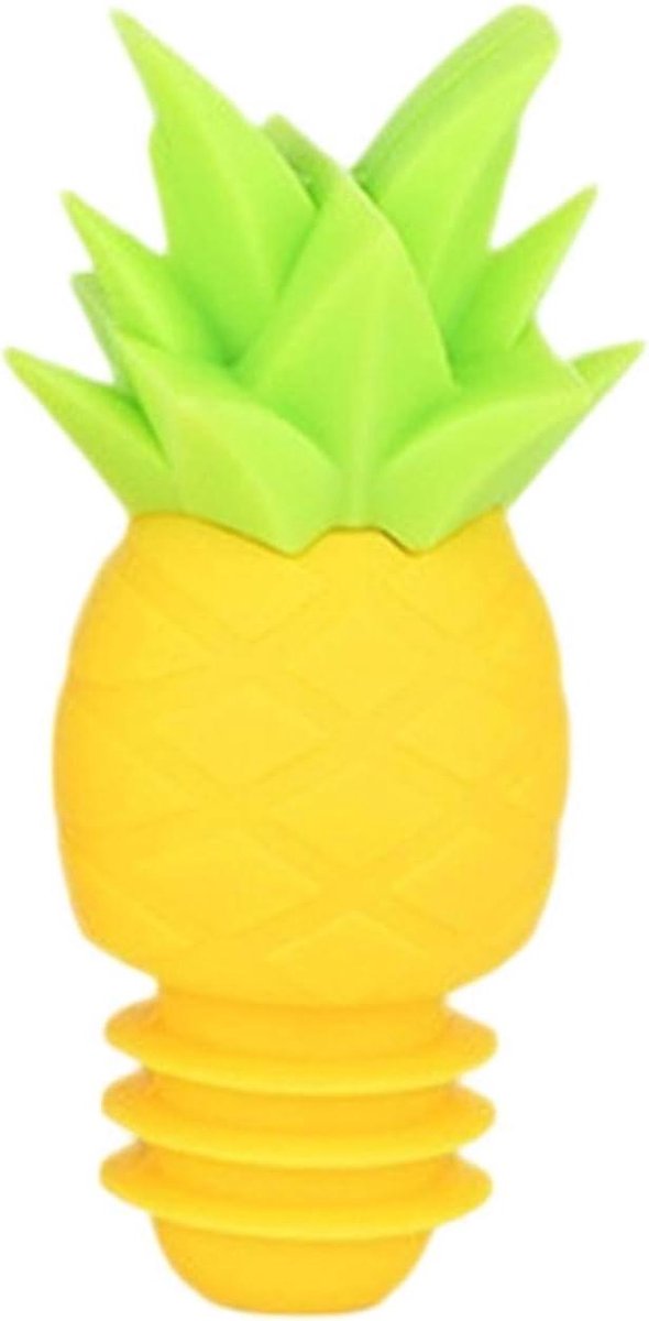 Wijnstop Siliconen - Flessenstop Ananas - Dranken Bewaren - Luchtdichte Afsluiting - 6.8 x 2.7 cm - Geel