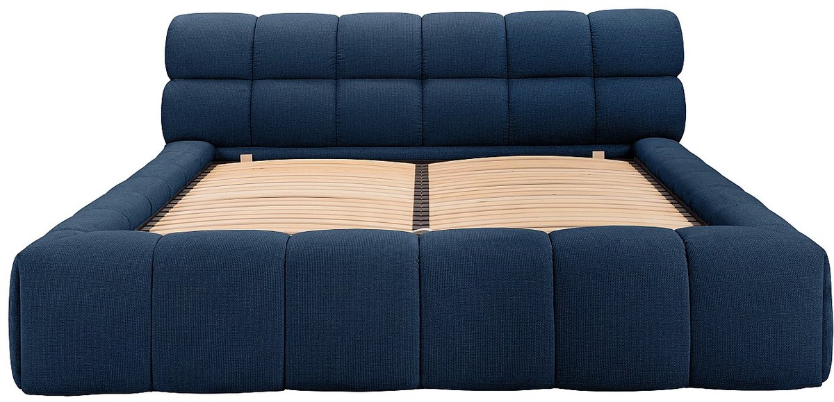 Vente-unique Bed met opbergruimte stof nachtblauw 160 x 200 cm