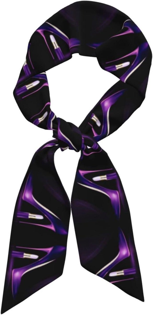 Zijden Sjaal - Mode Accessoire - Stijlvol Accessorizen - Zacht Satijn - 119 cm - Paars Zwart