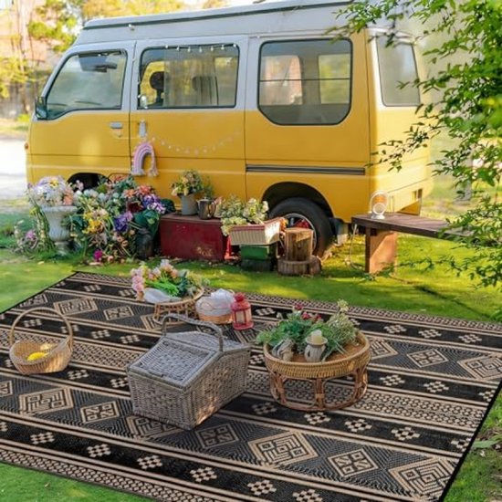 Buitenkleed - Terraskleed - Buiten Ontspannen - Waterdicht UV-bestendig - 150 x 240 cm - Zwart Bruin — afbeelding 5