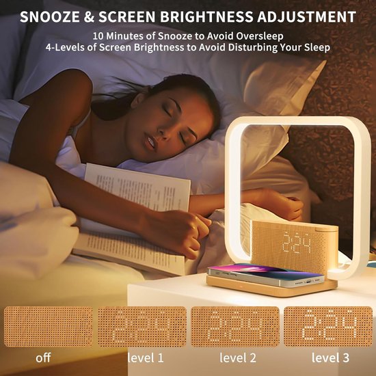 Licht Wekker Wake Up Light- Digitale Wekker met Lamp - Slaaphulp met USB Aansluiting - Helderheid — afbeelding 4