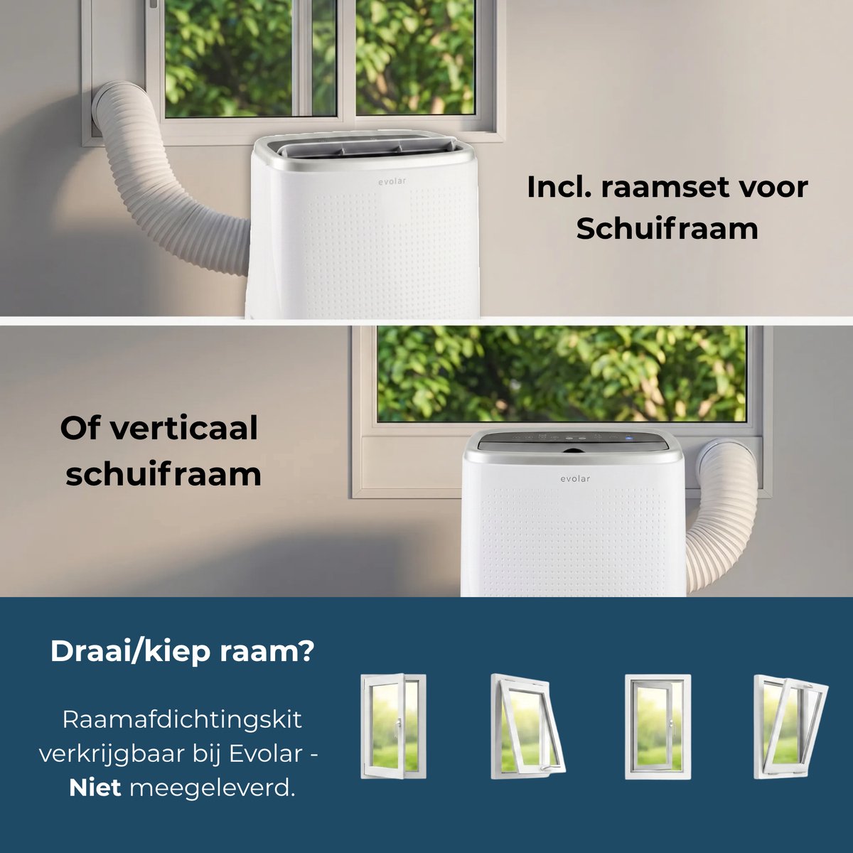 Evolar Mobiele Smart Airco - 18000 BTU - Koelen & Verwarmen - WiFi - App & Afstandsbediening - Airconditioner - met Afvoerslang - Slaapkamer, Woonkamer, Kantoor - EVO-18000CHW thumbnail 7