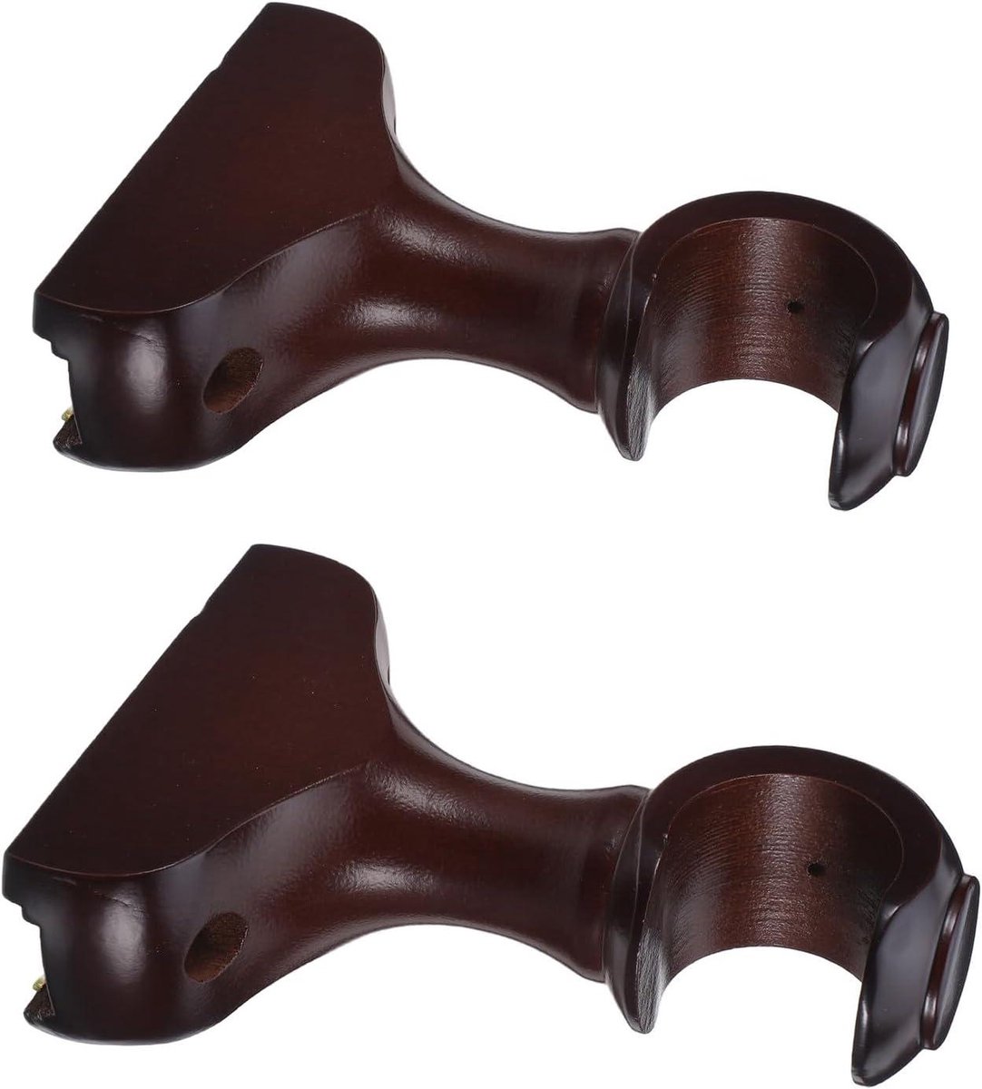 Houten Gordijnroedehouders - Gordijnhouders Beugels - Vensterdecoratie Ophangen - Geluidreducerend Ontwerp - 12 x 8.6 x 3.3 cm - Koffie