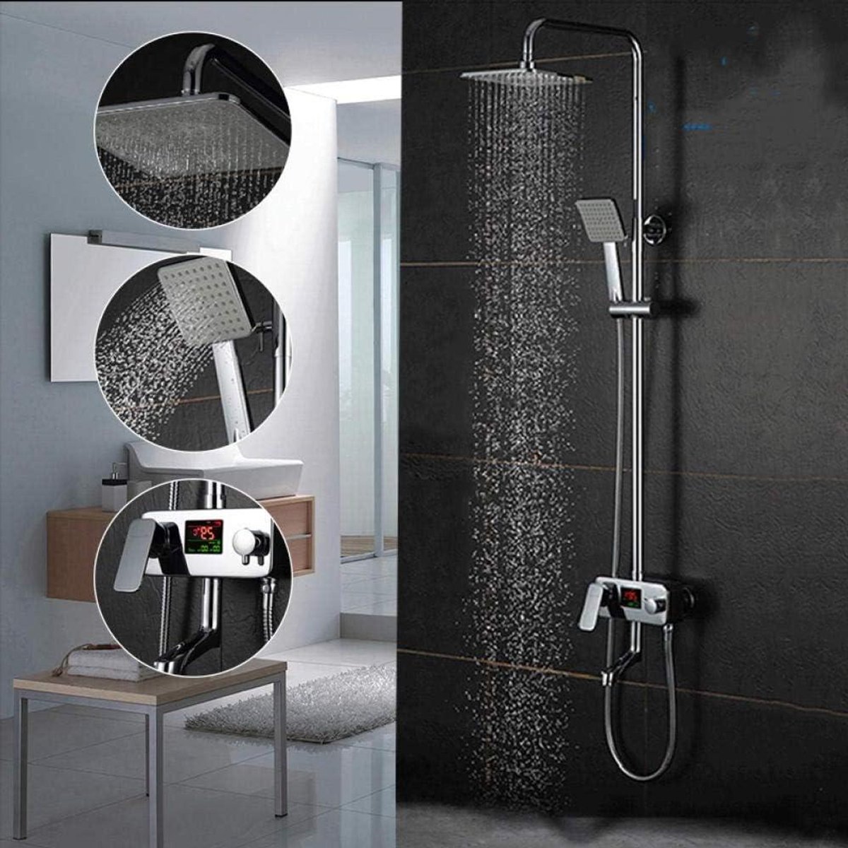 Digitale Douchekraan - Koud en warm - Comfortabele Douche - Temperatuurweergave - 8 Inch K