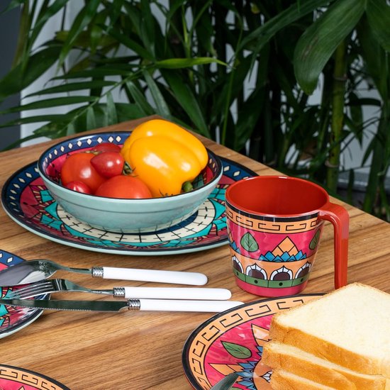 Melamine Mokken Set - Buiten Servies - Kamperen en Picknick - Mandala Design - 4 Stuks 350ml - Multicolor — afbeelding 2