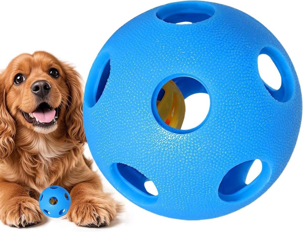 Honden Snackbal - Voerbal Bel - Tandverzorging Training - Ingebouwde Bel - 9 cm - Rubberen
