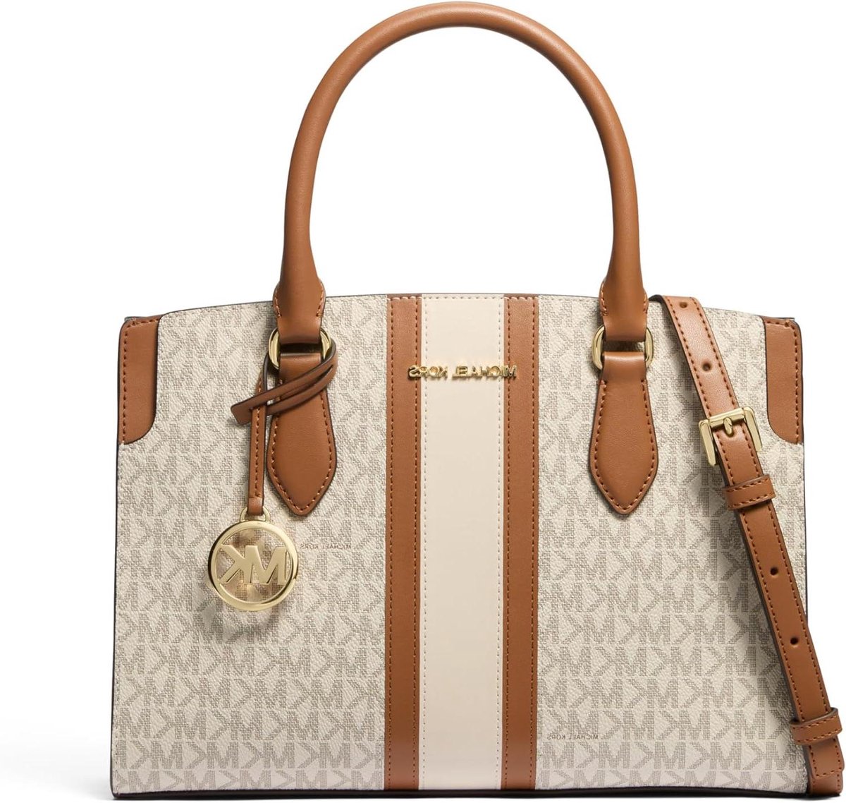 Dames Handtas - Schoudertas Top-Handle - Stijlvolle Dag - Canvas Logo Print - 40 cm Lengte - Bruin