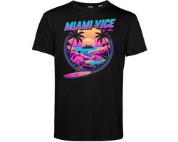 T-shirt Miami Vise Est 1980s | Toppers in Concert 2026 | The Summer Is Magic | Foute Party Shirt | Miami Vice Summer Chic With a Touch Of Orange | Zwart | maat XXL