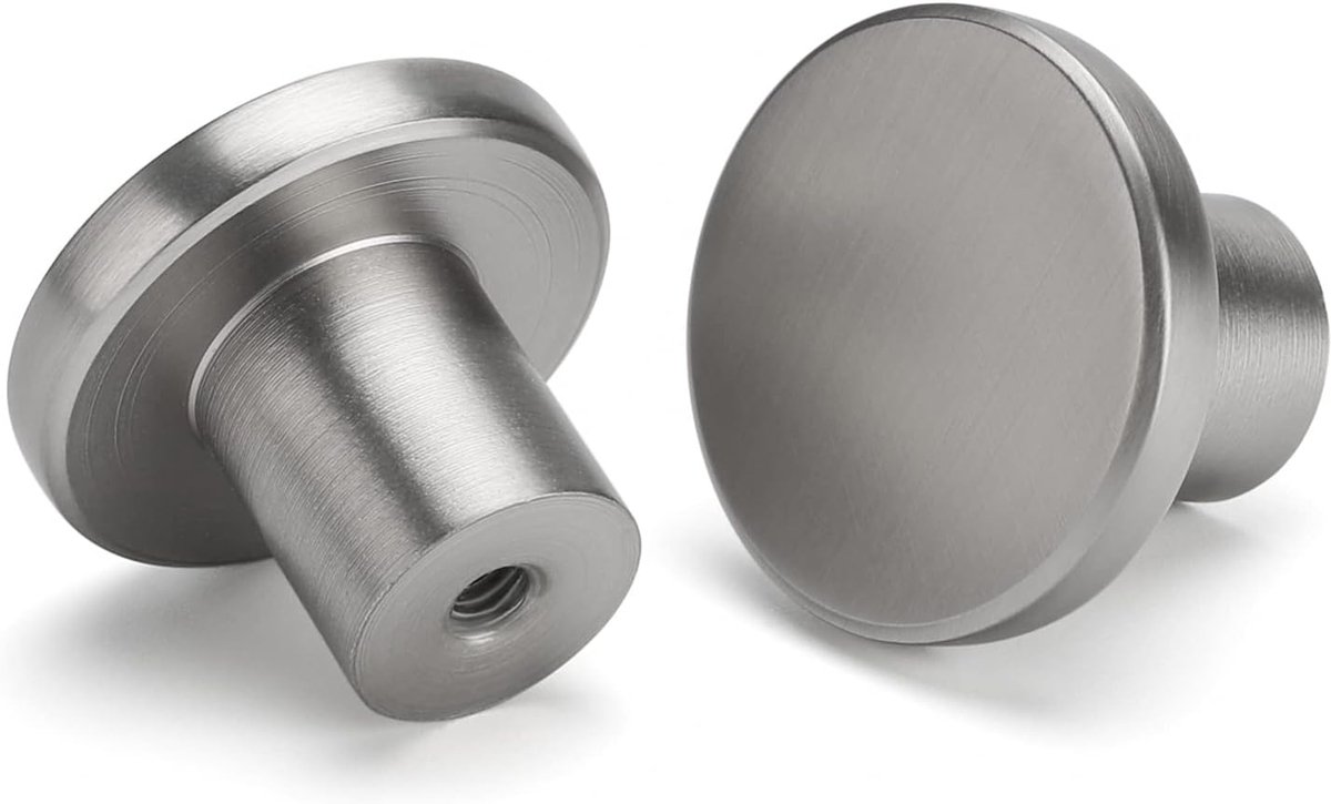 Meubelknoppen Set - Roestvrij Staal Kastknoppen - 4 Stuks - Geborsteld Zilveren Ladeknoppen - Voor Keuken Badkamer Slaapkamer - Rond Design