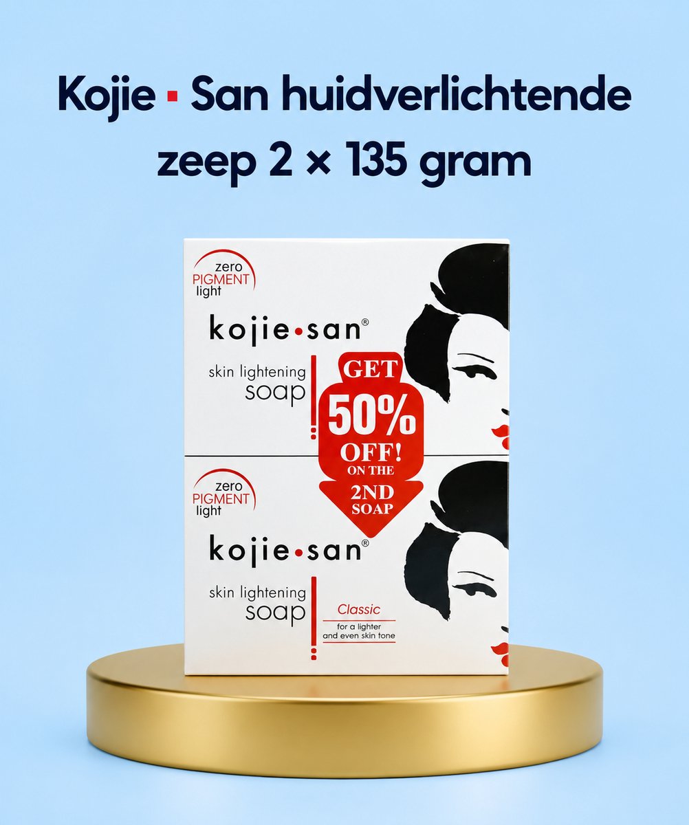 Kojie San Skin Lightening Soap – 2×135 g – Verhelderende & Hydraterende Zeep – Verminderde Donkere Vlekken, Egaliseert de Huidtint & Hydrateert Intensief – Voor een Gladde, Stralende & Gezonde Huid