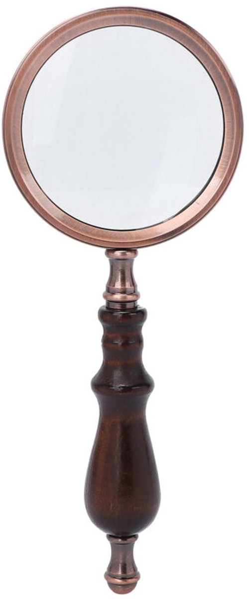 Retro metalen leesloep, 10x vergroting, met houten handvat, geschikt voor ouderen.